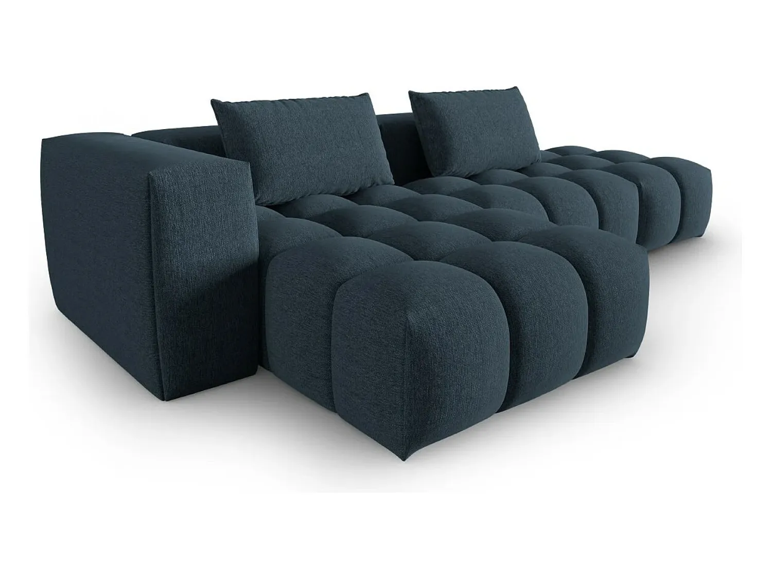 Sofá|CXL by Christian Lacroix - Sofá modular de canto esquerdo "Lorella" 4 lugares em tecido estrutural - 265x145x70cm Azul escuro