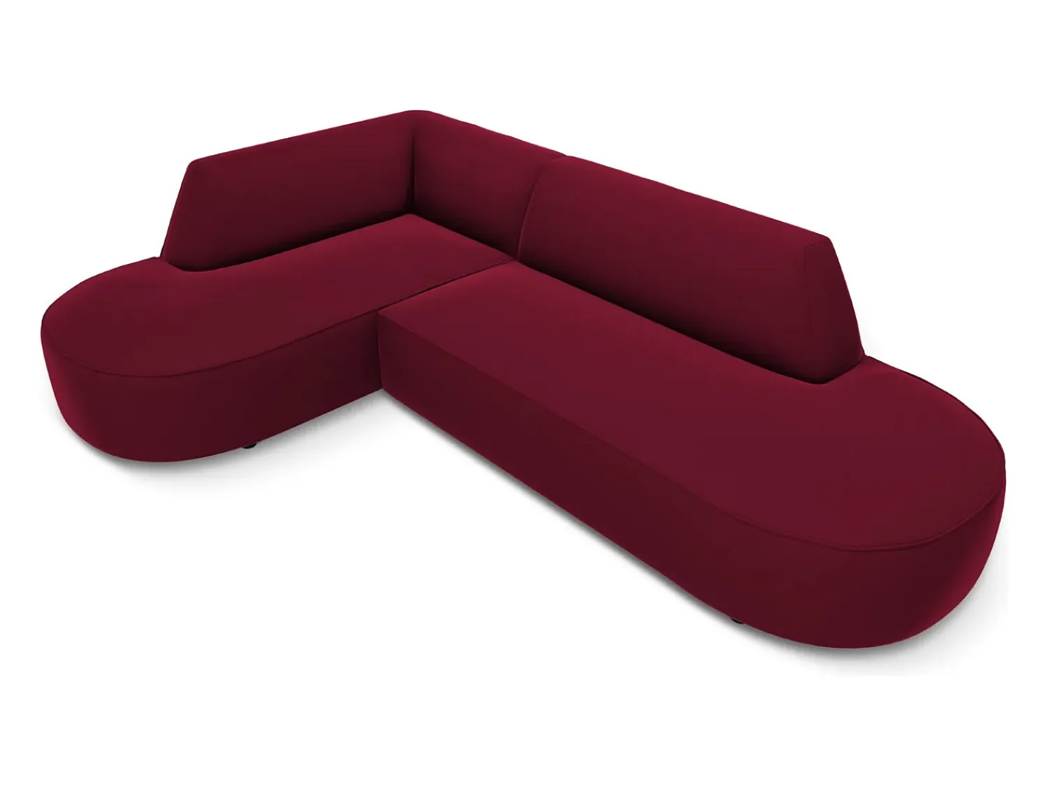 Sofá|CXL by Christian Lacroix - Sofá de canto esquerdo "Charles" 4 lugares em veludo - 273x180x69cm Vermelho