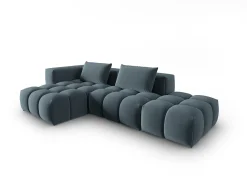 Sofá*CXL by Christian Lacroix - Sofá modular de canto esquerdo "Lorella" 4 lugares em veludo pastel - 265x145x70cm Azul