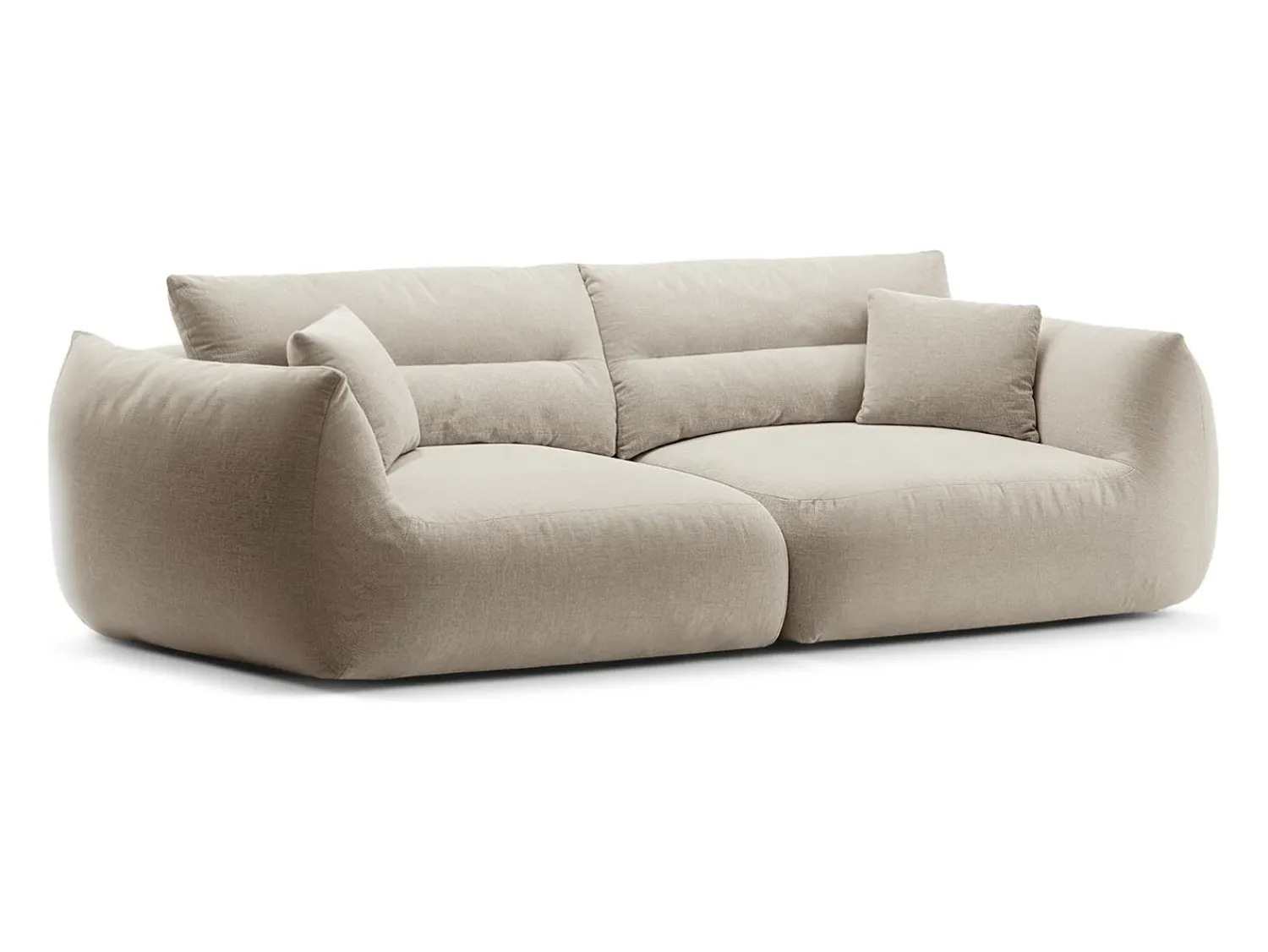 Sofá*CXL by Christian Lacroix - Sofá modular "Maurie" 4 lugares em tecido chenille claro - 264x107x90cm Bege