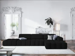 Sofá|CXL by Christian Lacroix - Sofá de canto direito "Luc" 5 lugares em veludo - 341x166x70cm Preto