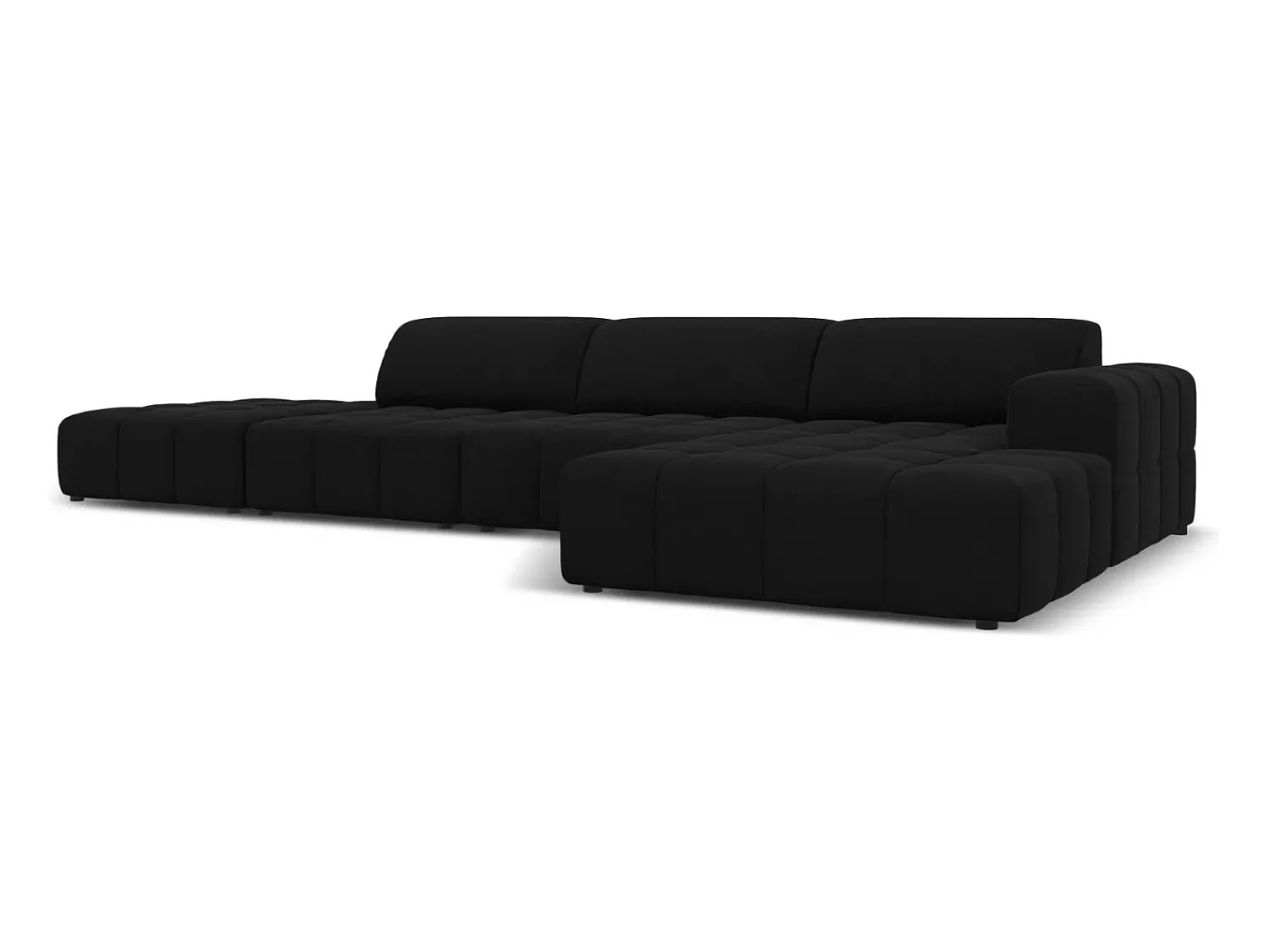 Sofá|CXL by Christian Lacroix - Sofá de canto direito "Luc" 5 lugares em veludo - 341x166x70cm Preto