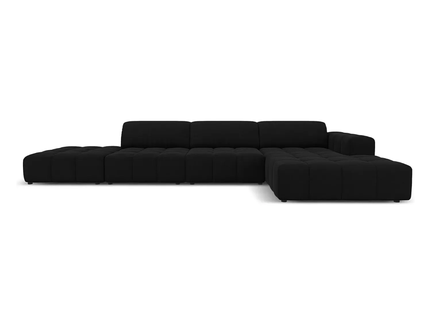 Sofá|CXL by Christian Lacroix - Sofá de canto direito "Luc" 5 lugares em veludo - 341x166x70cm Preto
