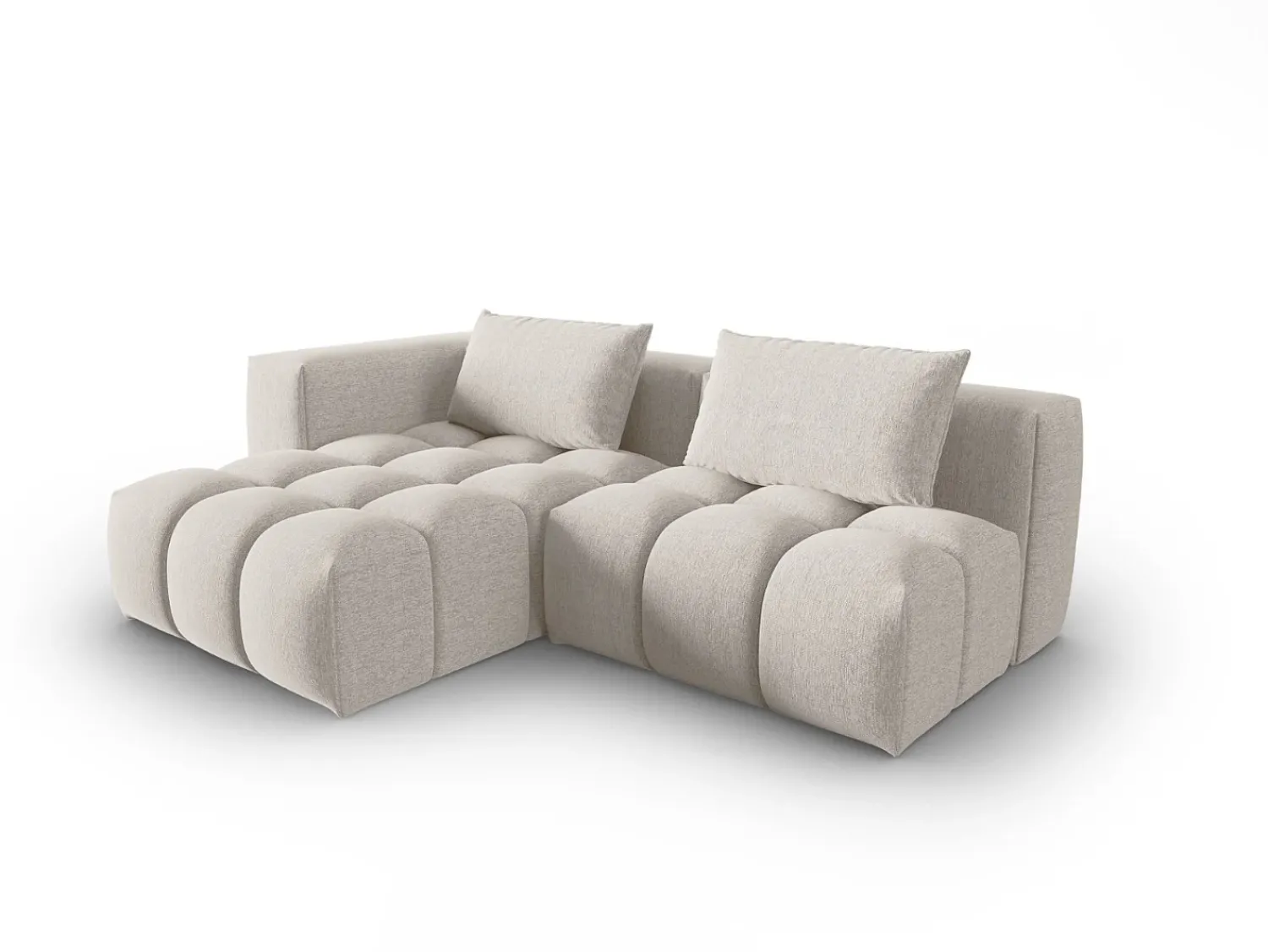 Sofá|CXL by Christian Lacroix - Sofá modular de canto esquerdo "Lorella" 3 lugares em tecido estrutural - 205x145x70cm Bege