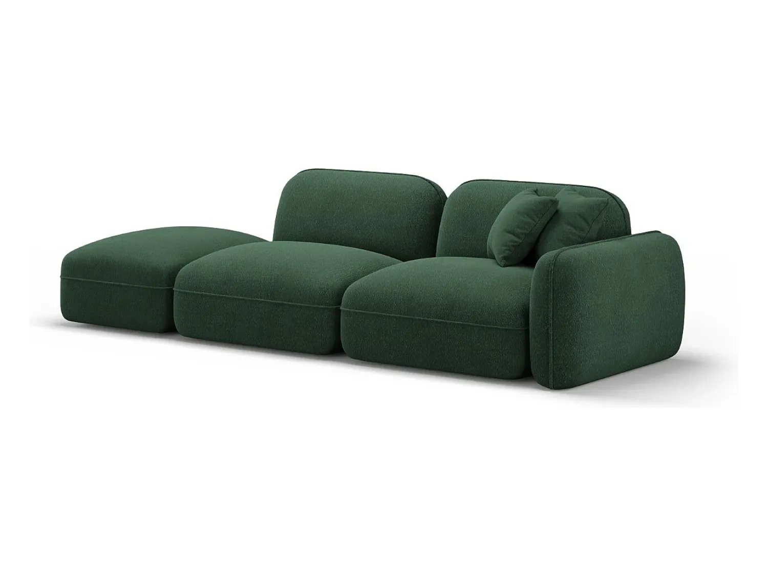 Sofá*CXL by Christian Lacroix - Sofá modular virado para a esquerda "Lucien" 3 lugares em veludo - 295x90x70cm Verde