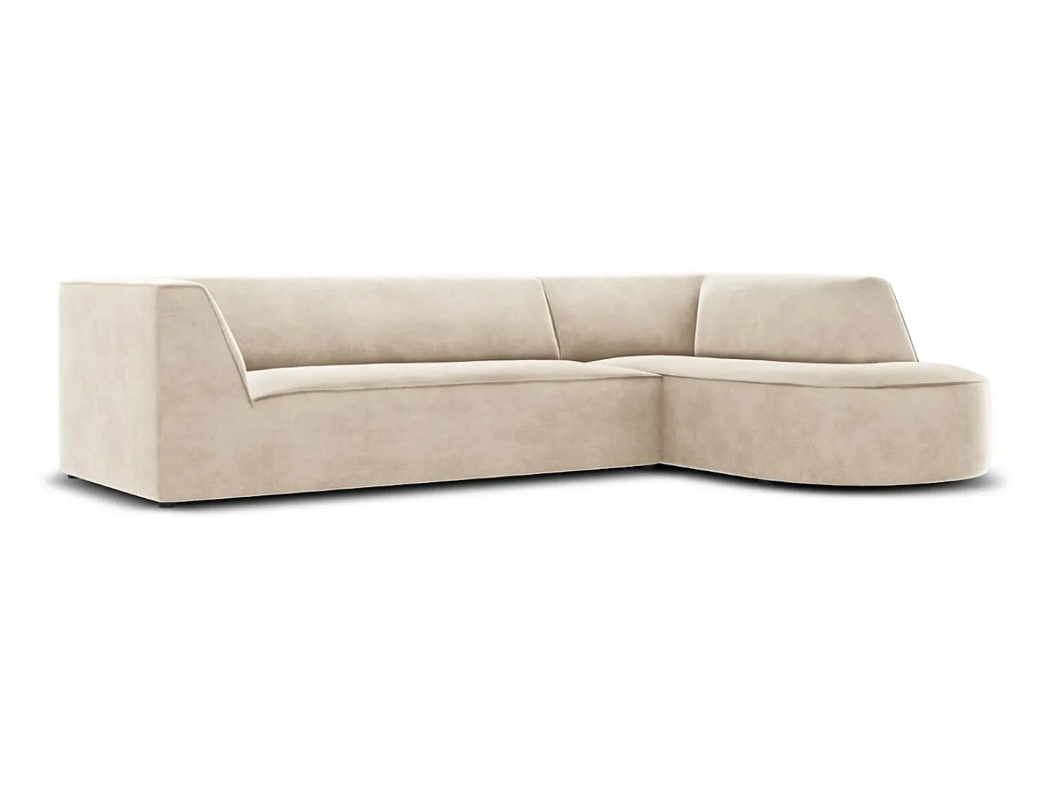 CXL by Christian Lacroix - Sofá de canto direito "Charles" 4 lugares em veludo claro - 273x180x69cm^ Sofá