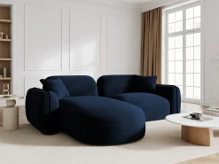 Discount CXL by Christian Lacroix - Sofá modular de canto esquerdo "Lucien" 3 lugares em veludo azul real - 230x165x70cm Azul escuro