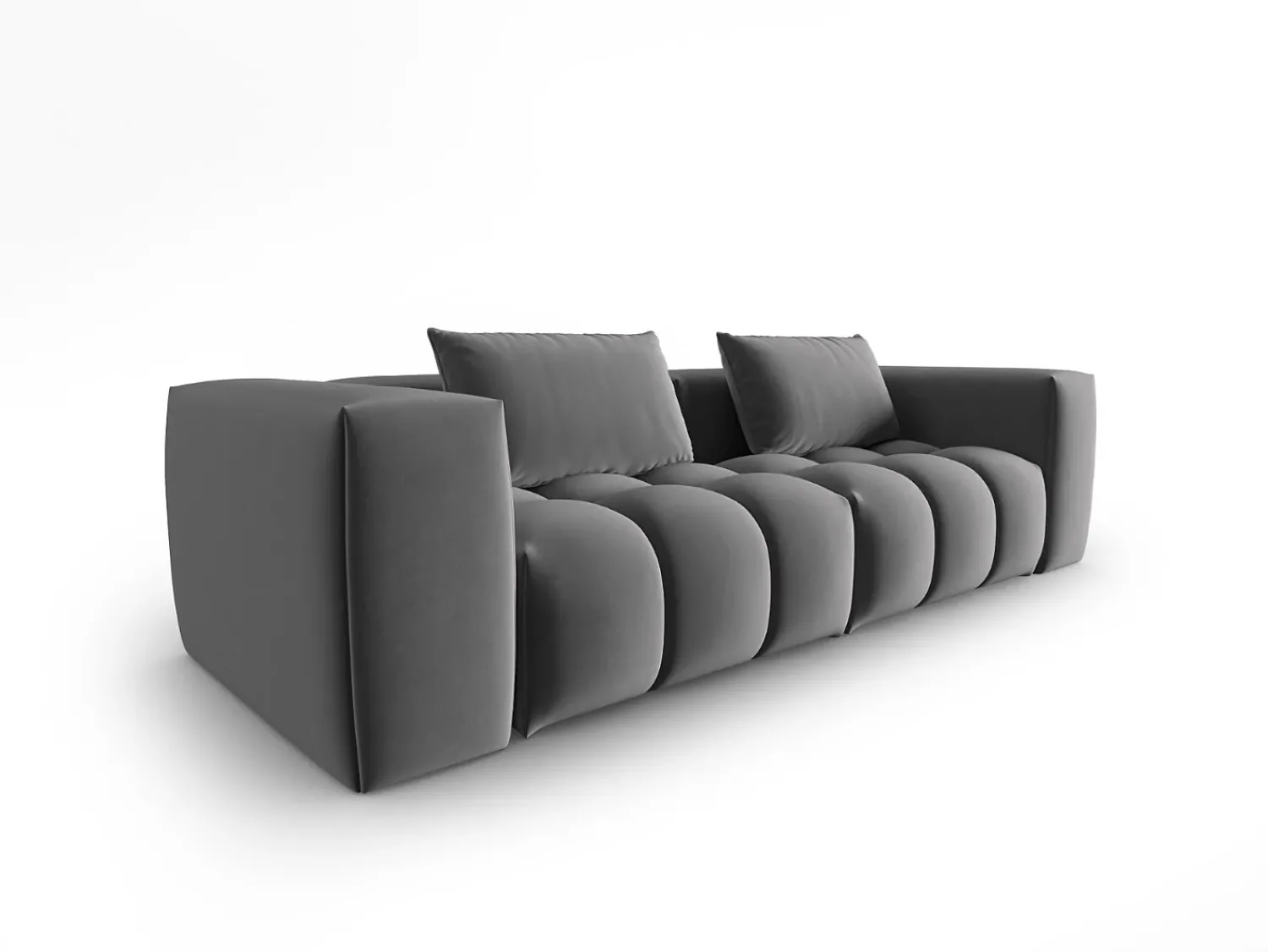 Outlet CXL by Christian Lacroix - Sofá modular "Lorella" 3 lugares em veludo cimento - 230x85x70cm Cinzento