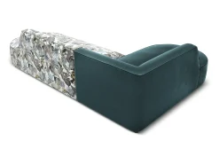 Sofá*CXL by Christian Lacroix - Sofá de canto esquerdo "Charles" 4 lugares em veludo azul claro padrão jardim, azul - 273x180x69cm Multicor