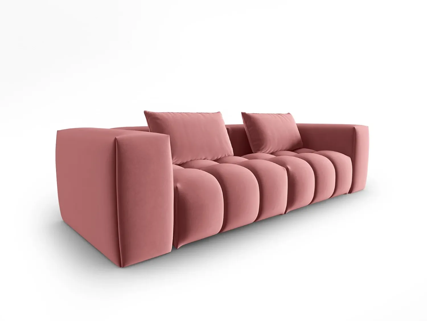 Sofá|CXL by Christian Lacroix - Sofá modular "Lorella" 3 lugares em veludo salmão - 230x85x70cm Rosa claro