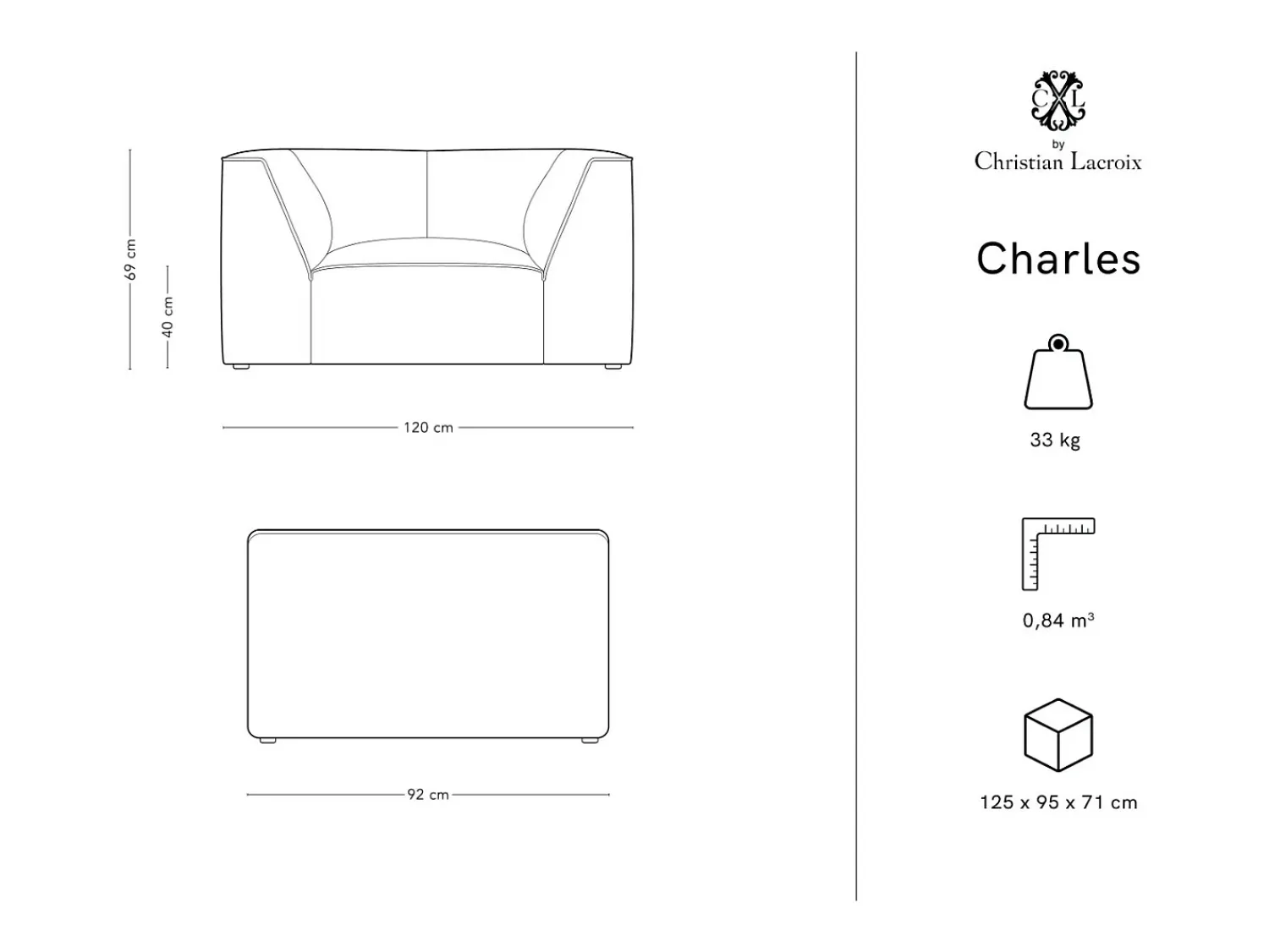 CXL by Christian Lacroix - Poltrona "Charles" em veludo - 120x92x69cm^ Poltrona