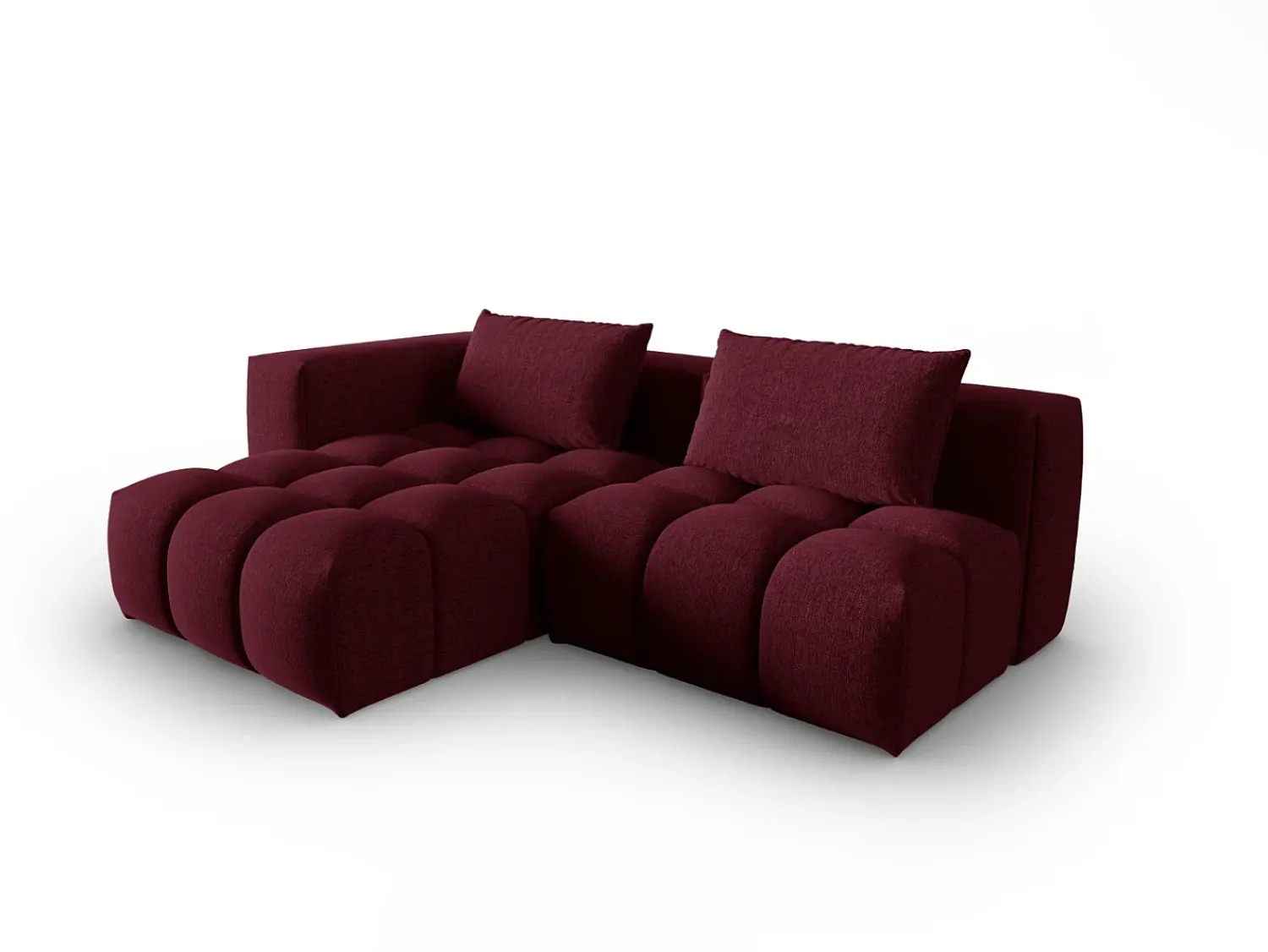 Clearance CXL by Christian Lacroix - Sofá modular de canto esquerdo "Lorella" 3 lugares em tecido estrutural - 205x145x70cm Bordeaux