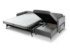 Outlet CXL by Christian Lacroix - Sofá-cama de canto direito "Yanis" 5 lugares em veludo cinza escuro - 280x170x80cm Cinza antracite