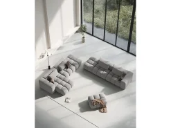 Sofá|CXL by Christian Lacroix - Sofá modular de canto esquerdo "Lorella" 4 lugares em tecido estrutural escuro - 265x145x70cm Bege