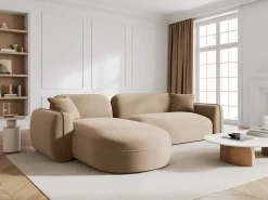 Sofá*CXL by Christian Lacroix - Sofá modular de canto esquerdo "Lucien" 4 lugares em veludo areia - 275x165x70cm Camel