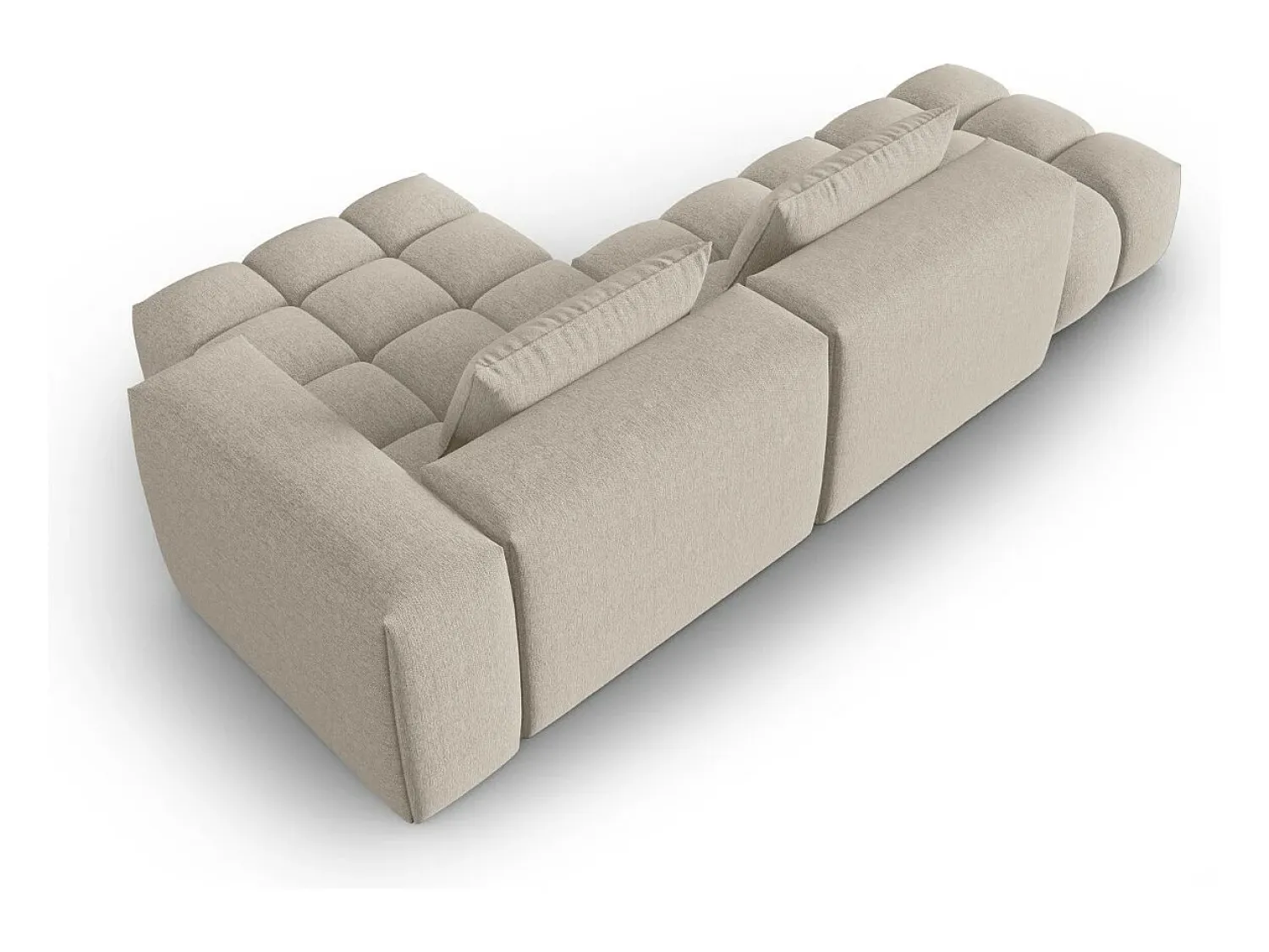 Sofá|CXL by Christian Lacroix - Sofá modular de canto direito "Lorella" 4 lugares em tecido estrutural areia - 265x145x70cm Camel
