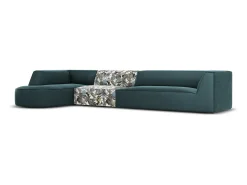 CXL by Christian Lacroix - Sofá de canto esquerdo "Charles" 5 lugares em veludo azul claro padrão jardim, azul - 366x180x69cm^ Sofá