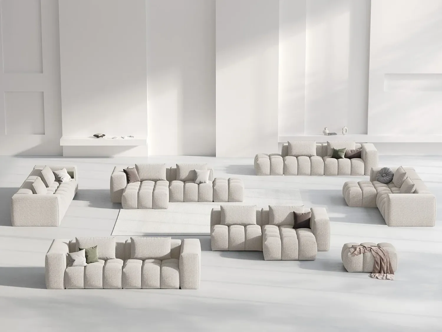 CXL by Christian Lacroix - Sofá modular de canto direito "Lorella" 3 lugares em tecido estrutural - 205x145x70cm^ Sofá