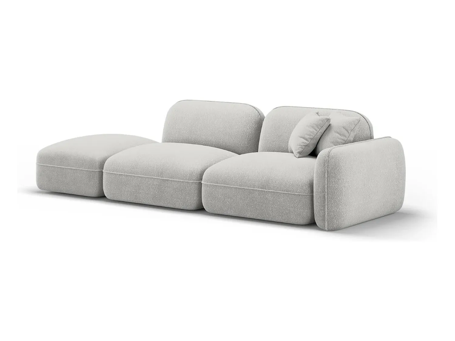 Best CXL by Christian Lacroix - Sofá modular virado para a esquerda "Lucien" 3 lugares em veludo cinza claro - 295x90x70cm Cinzento claro