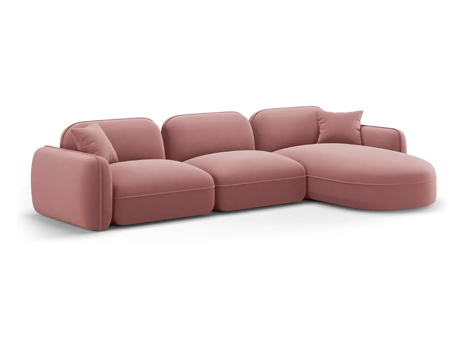CXL by Christian Lacroix - Sofá modular de canto direito "Lucien" 4 lugares em veludo salmão - 320x165x70cm^ Sofá