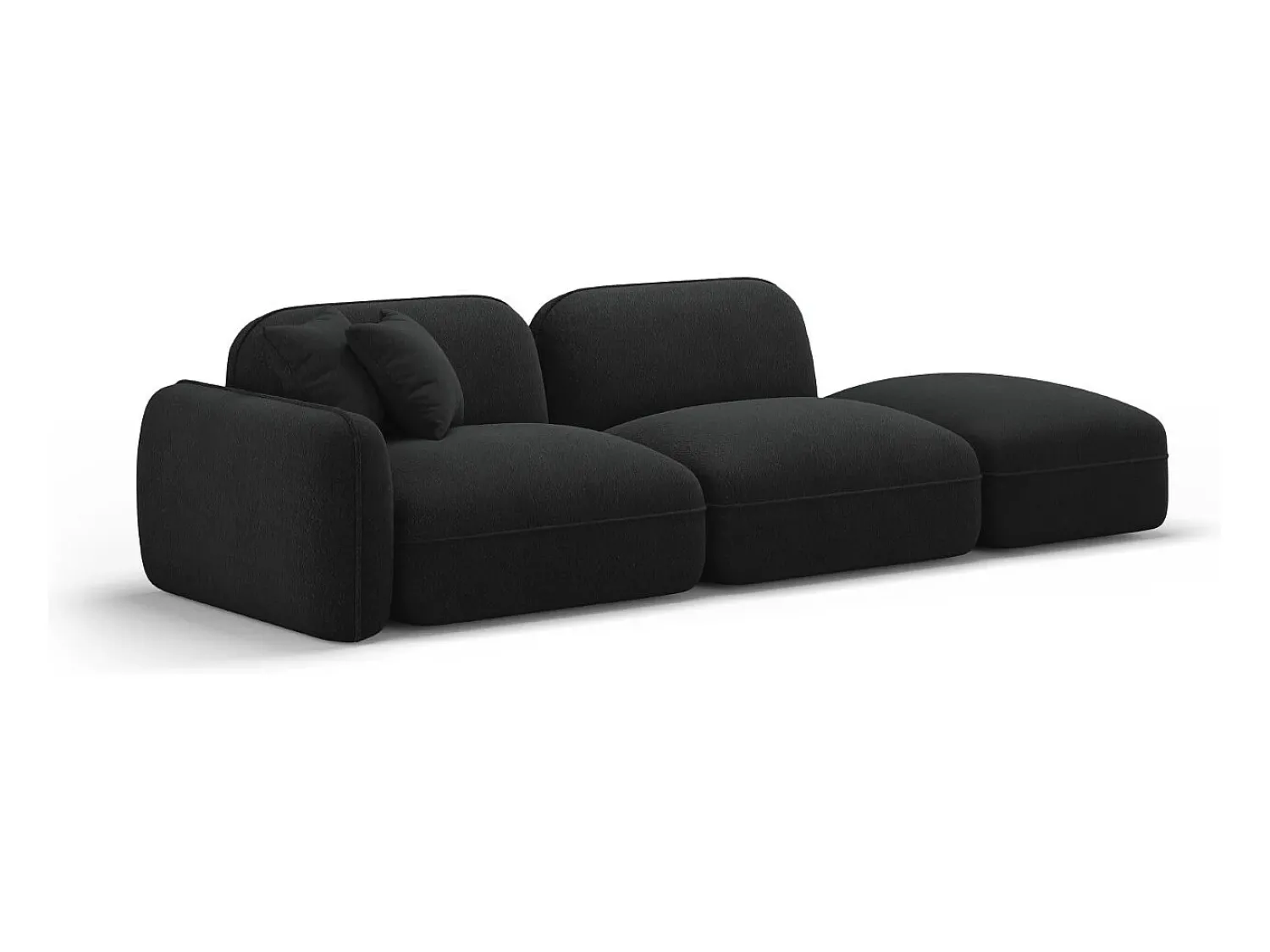 Discount CXL by Christian Lacroix - Sofá modular direito "Lucien" 3 lugares em veludo carvão - 295x90x70cm Cinza antracite