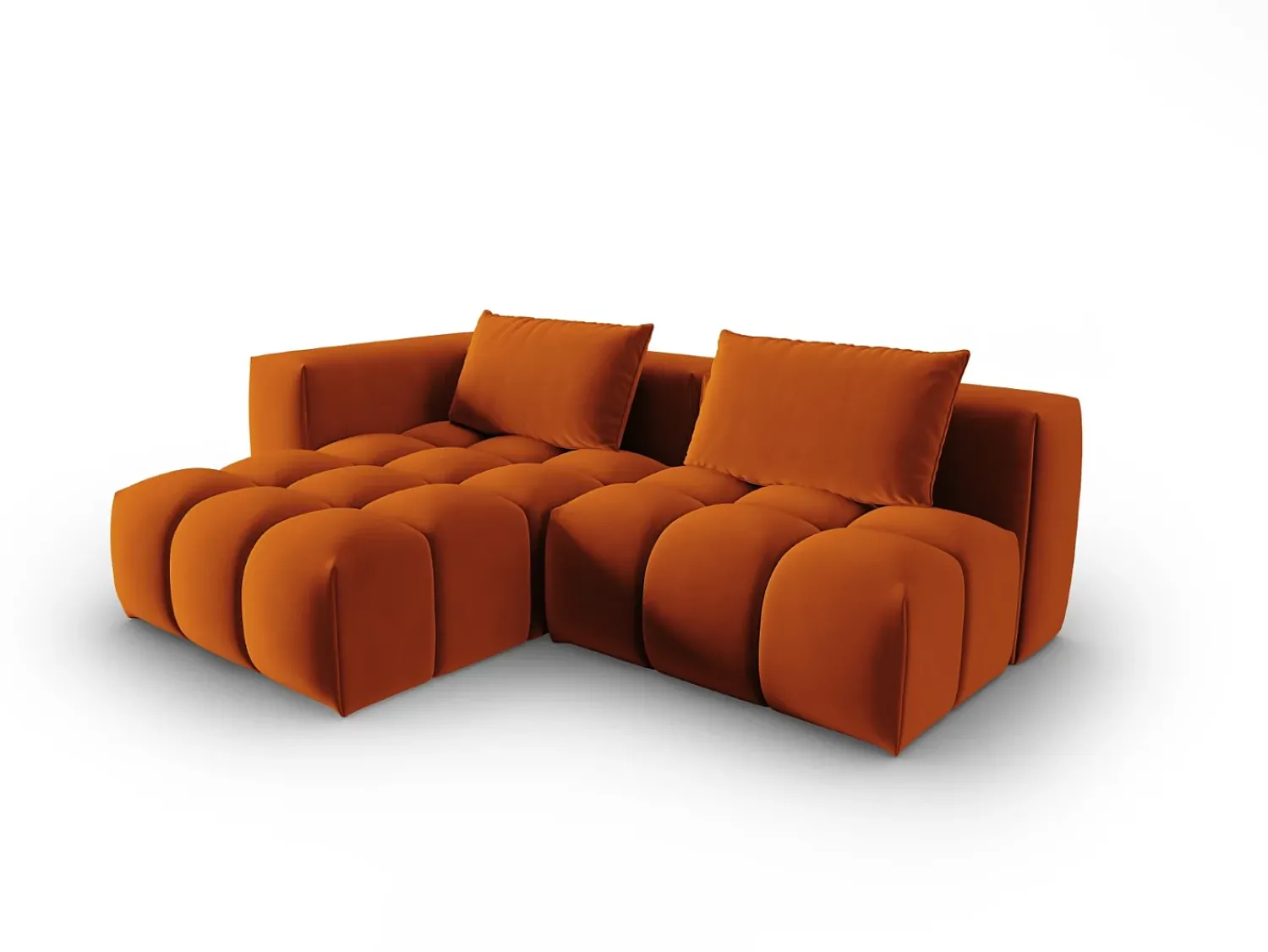 Best CXL by Christian Lacroix - Sofá modular de canto esquerdo "Lorella" 3 lugares em veludo - 205x145x70cm Terracota