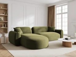 Sofá*CXL by Christian Lacroix - Sofá modular de canto esquerdo "Lucien" 4 lugares em veludo - 275x165x70cm Verde claro