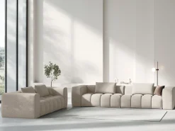 CXL by Christian Lacroix - Sofá modular "Lorella" 5 lugares em tecido estrutural areia - 290x85x70cm^ Sofá