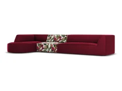 Sofá|CXL by Christian Lacroix - Sofá de canto esquerdo "Charles" 5 lugares em veludo padrão de rosas de jardim, vermelho - 366x180x69cm Multicor
