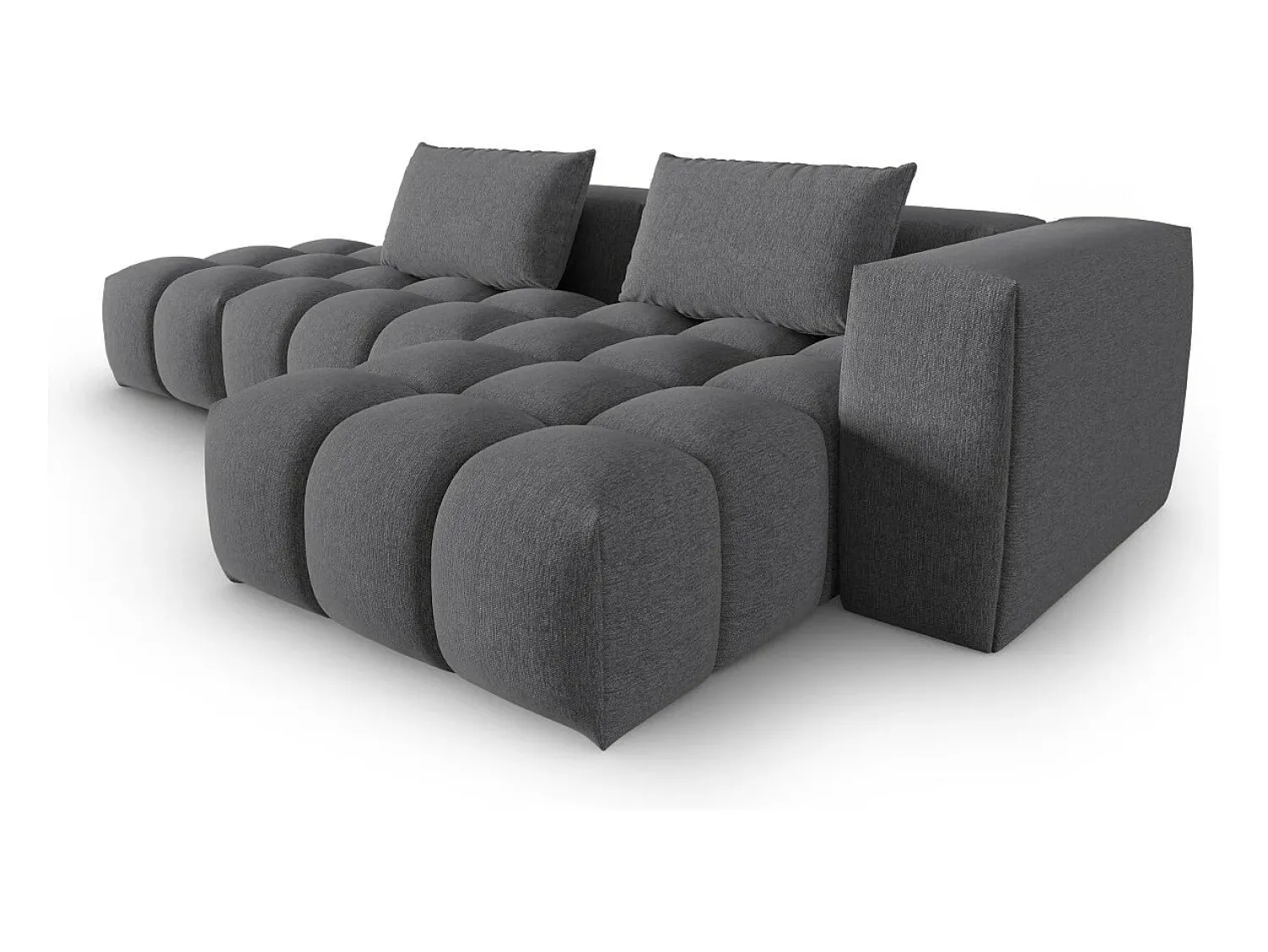 Sofá|CXL by Christian Lacroix - Sofá modular de canto direito "Lorella" 4 lugares em tecido estrutural cinza - 265x145x70cm Cinzento