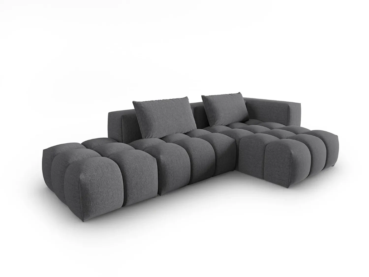 Sofá|CXL by Christian Lacroix - Sofá modular de canto direito "Lorella" 4 lugares em tecido estrutural cinza - 265x145x70cm Cinzento