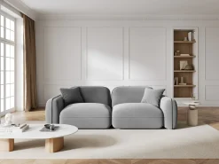 Sofá|CXL by Christian Lacroix - Sofá modular "Lucien" 3 lugares em veludo cinza claro - 230x90x70cm Cinzento claro