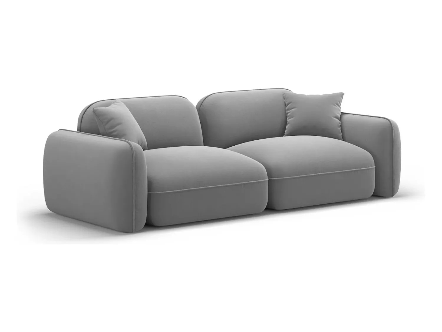 Sofá|CXL by Christian Lacroix - Sofá modular "Lucien" 3 lugares em veludo cinza claro - 230x90x70cm Cinzento claro