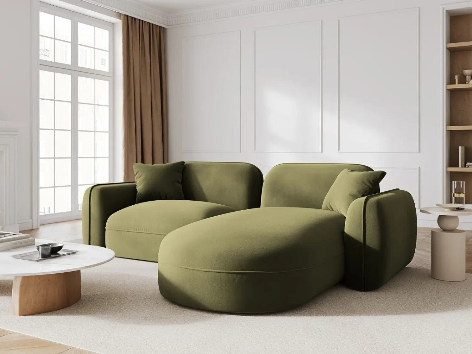 CXL by Christian Lacroix - Sofá modular de canto direito "Lucien" 3 lugares em veludo - 230x165x70cm^ Sofá