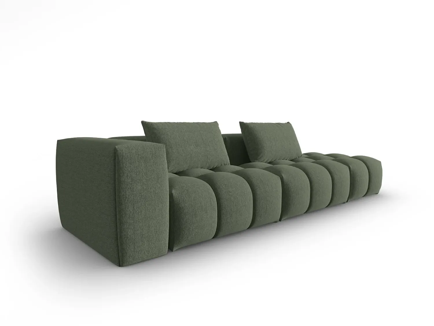 Sofá*CXL by Christian Lacroix - Sofá modular direito "Lorella" 3 lugares em tecido estrutural verde oliva escuro - 265x85x70cm Verde pinho