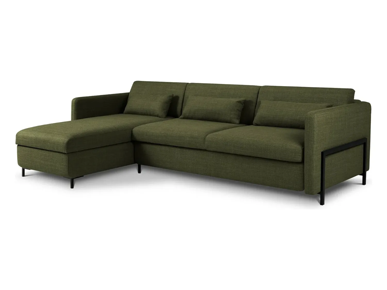 Discount CXL by Christian Lacroix - Sofá convertível de canto esquerdo com caixa de arrumação "Yanis" 5 lugares em tecido estrutural - 280x170x80cm Verde