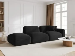 New CXL by Christian Lacroix - Sofá modular virado para a esquerda "Lucien" 3 lugares em veludo - 295x90x70cm Preto
