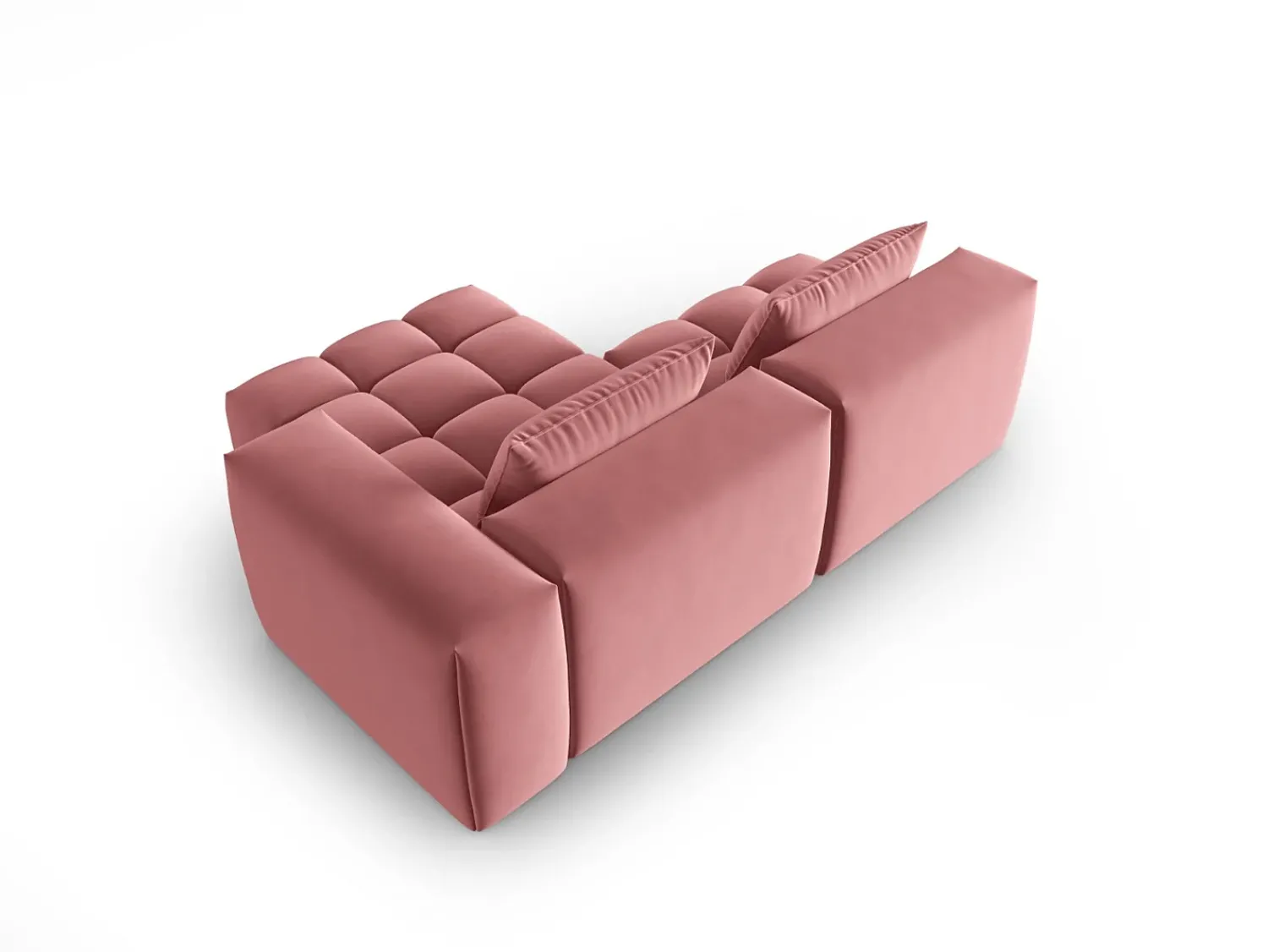 Sofá*CXL by Christian Lacroix - Sofá modular de canto direito "Lorella" 3 lugares em veludo salmão - 205x145x70cm Rosa claro
