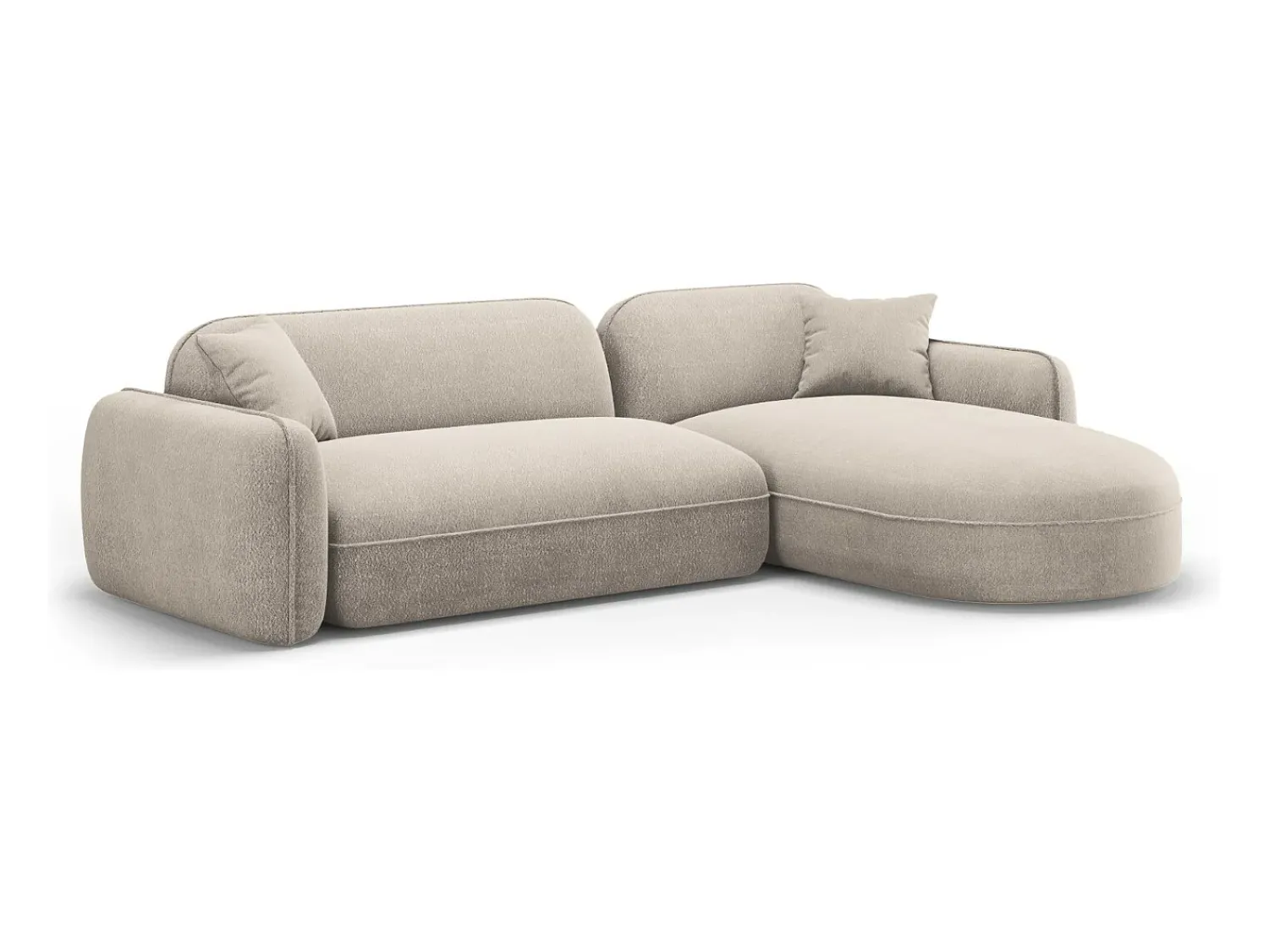 Sofá*CXL by Christian Lacroix - Sofá modular de canto direito "Lucien" 4 lugares em veludo escuro - 275x165x70cm Bege