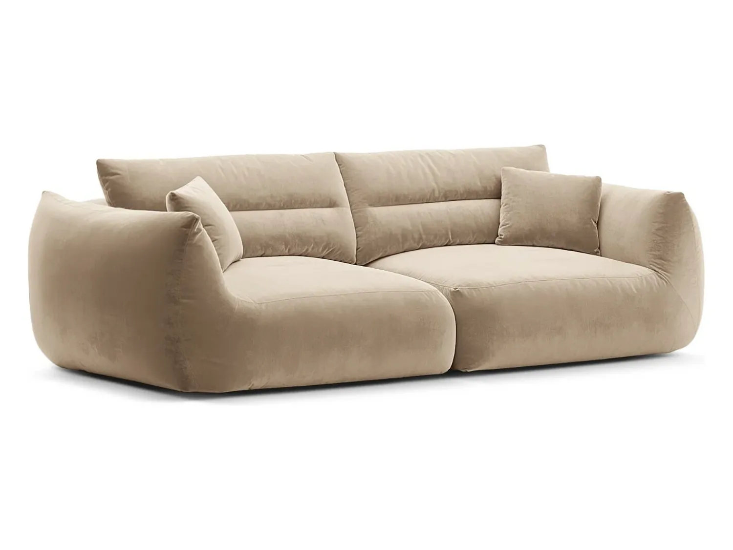 CXL by Christian Lacroix - Sofá modular "Maurie" 4 lugares em veludo amêndoa - 264x107x90cm^ Sofá