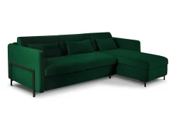 Sofá|CXL by Christian Lacroix - Sofá-cama de canto direito "Yanis" 4 lugares em veludo verde garrafa - 260x170x80cm Verde pinho