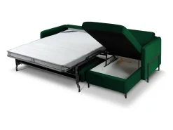 Sofá|CXL by Christian Lacroix - Sofá-cama de canto direito "Yanis" 4 lugares em veludo verde garrafa - 260x170x80cm Verde pinho