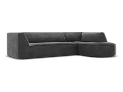 CXL by Christian Lacroix - Sofá de canto direito "Charles" 4 lugares em veludo cinza escuro - 273x180x69cm^ Sofá