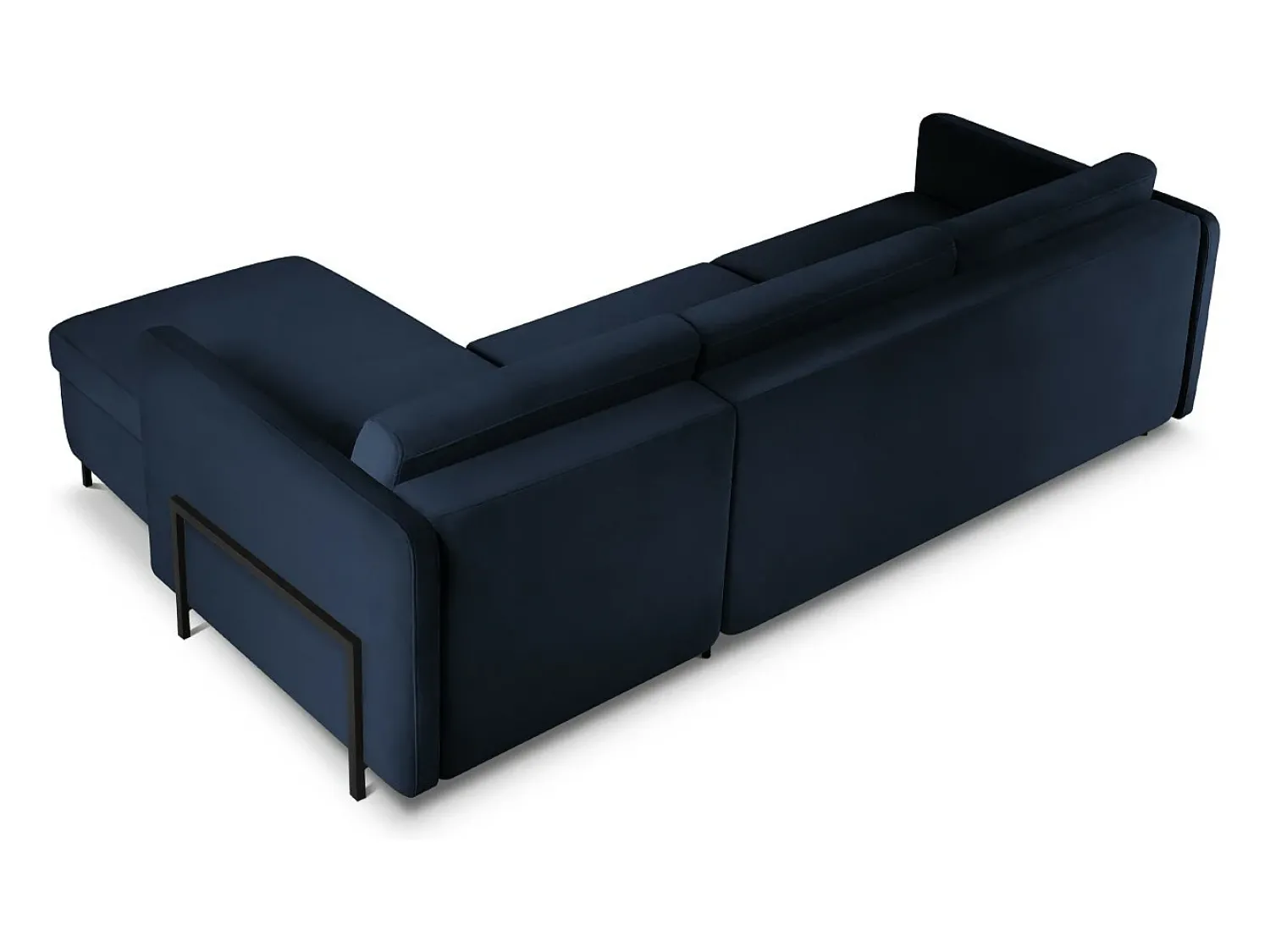 Discount CXL by Christian Lacroix - Sofá-cama de canto direito "Yanis" 4 lugares em veludo azul real - 260x170x80cm Azul escuro