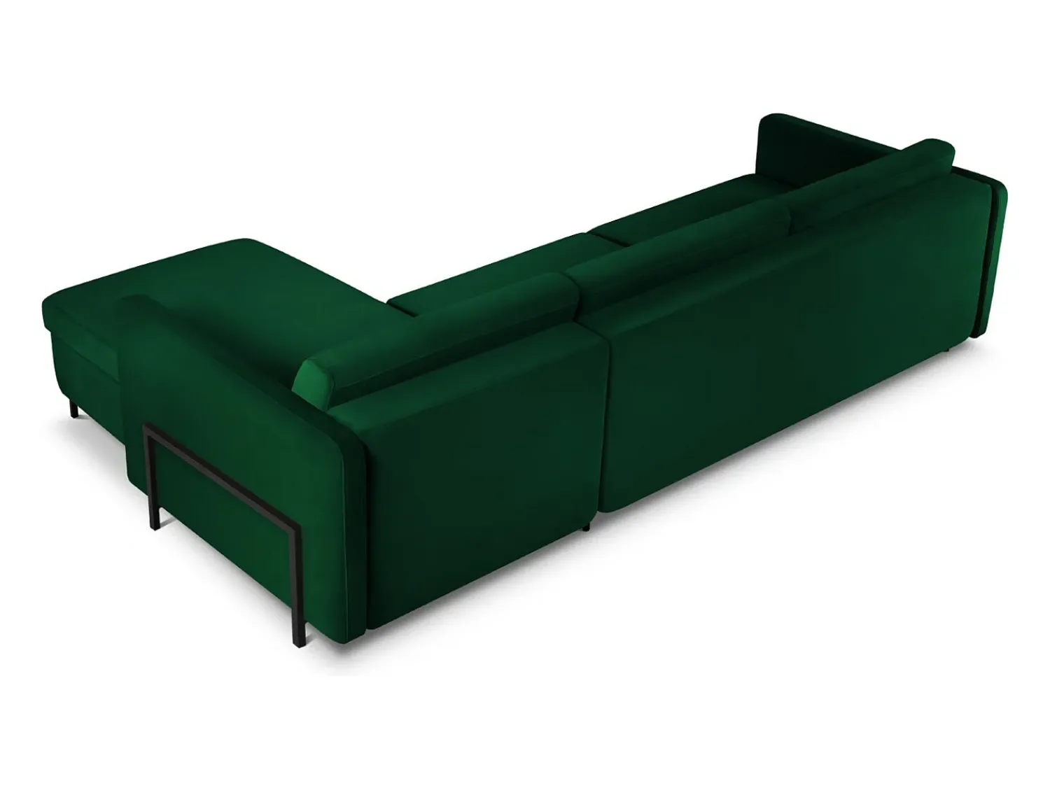 Sofá*CXL by Christian Lacroix - Sofá-cama de canto direito "Yanis" 5 lugares em veludo verde garrafa - 280x170x80cm Verde pinho