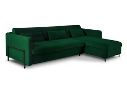 Sofá*CXL by Christian Lacroix - Sofá-cama de canto direito "Yanis" 5 lugares em veludo verde garrafa - 280x170x80cm Verde pinho