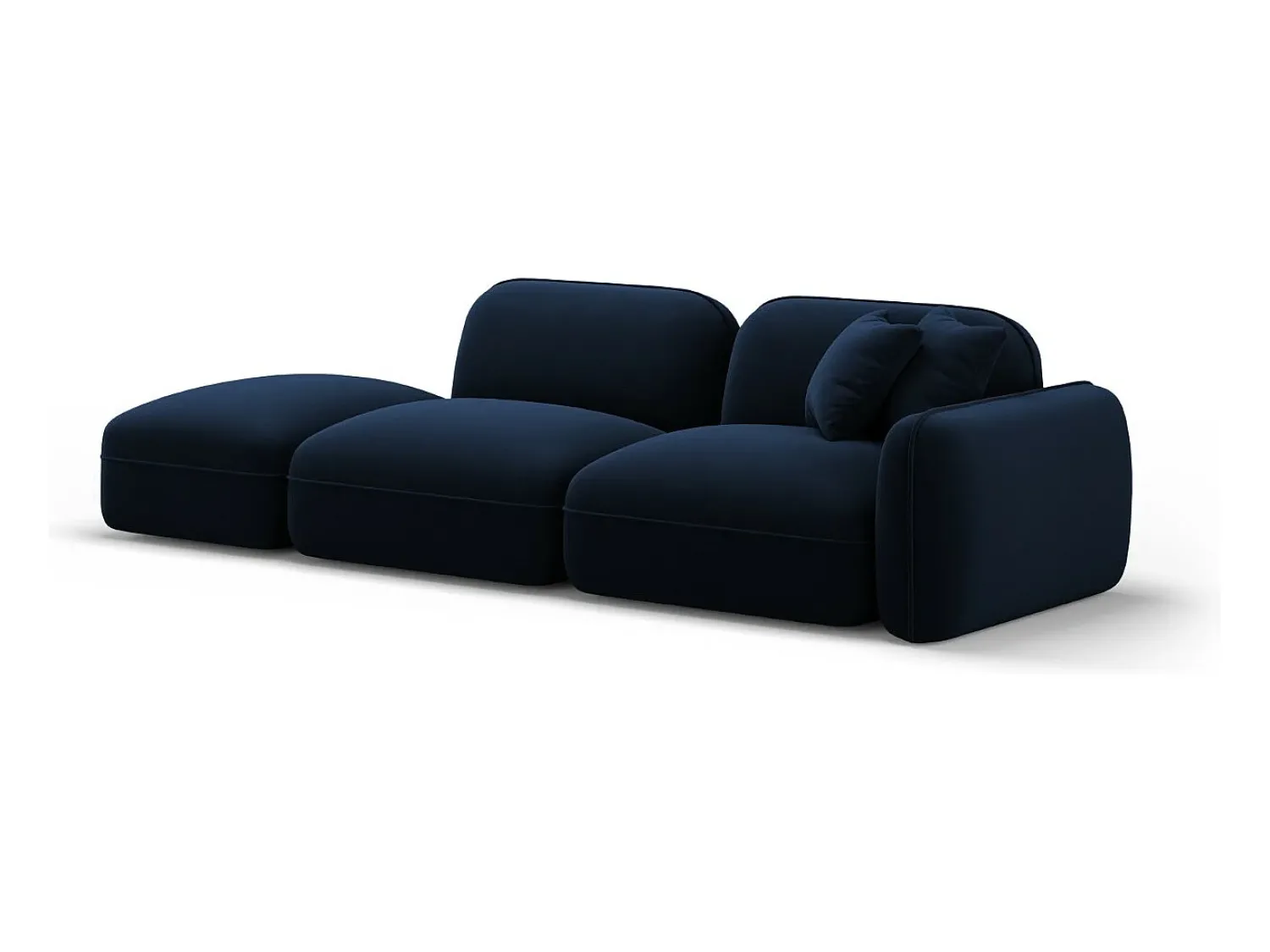 Sofá|CXL by Christian Lacroix - Sofá modular virado para a esquerda "Lucien" 3 lugares em veludo azul real - 295x90x70cm Azul escuro