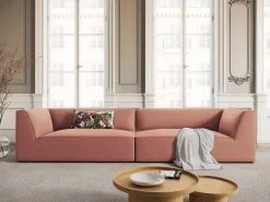 Sofá|CXL by Christian Lacroix - Sofá "Charles" 4 lugares em veludo - 302x93x69cm Rosa