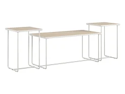 New Dorel Home Dante | Conjunto de 3 mesas de apoio com estrutura em metal branco Castanho