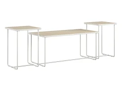 New Dorel Home Dante | Conjunto de 3 mesas de apoio com estrutura em metal branco Castanho